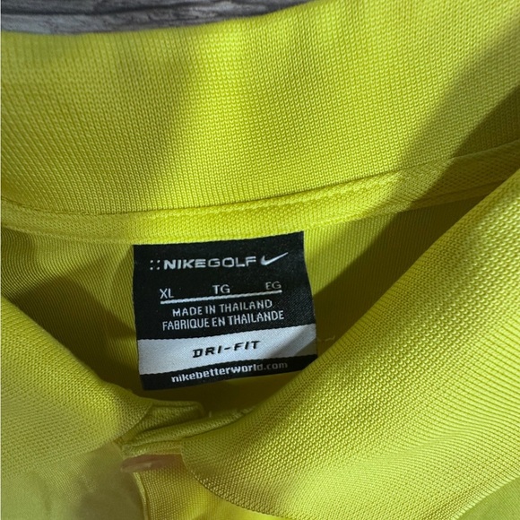 Nike DriFit Golf Men's Vibrant Lime Yellow Polo Shirt - Picture 6 of 7